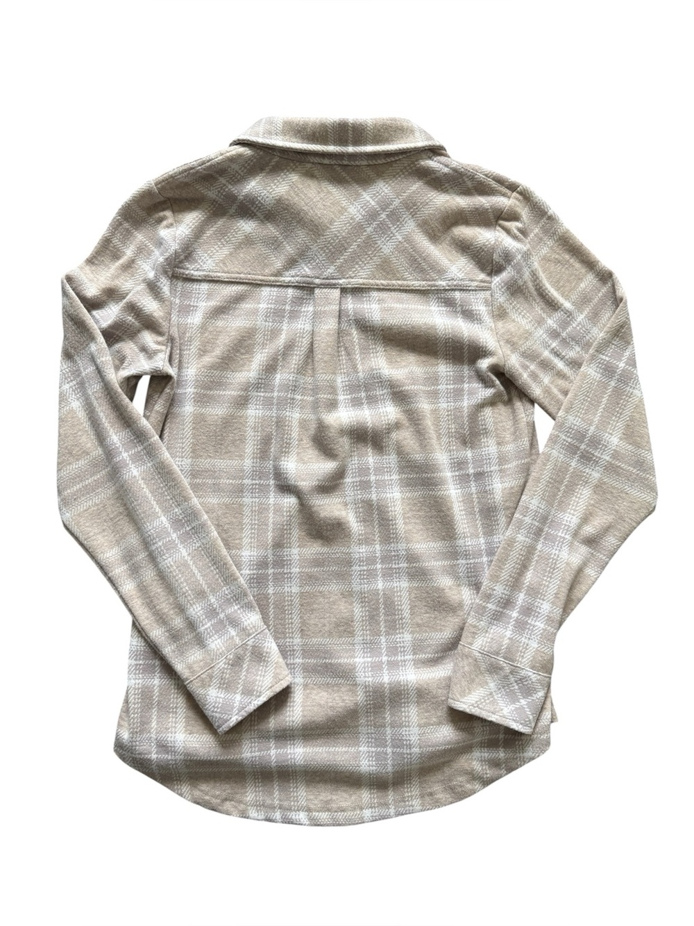 Thread & Supply Plaid Shirt Womens XS Beige White Soft Button Front Flannel - Picture 2 of 7